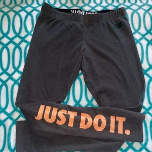 Gray & orange Nike leggings